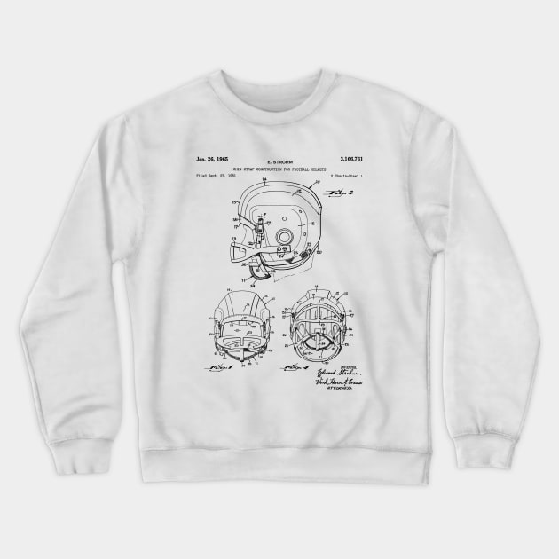 Football Helmet Patent - Football Fan Bedroom Office Art - White Crewneck Sweatshirt by patentpress